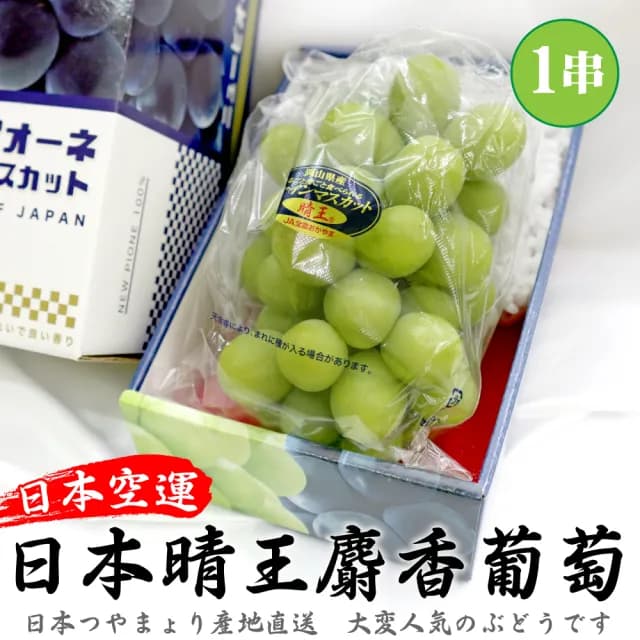 【WANG 蔬果】日本岡山縣晴王麝香葡萄1房禮盒x1盒(600-700g/串)(中秋禮盒)