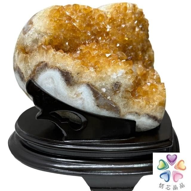 【恬芯晶品】巴西精選招財黃水晶愛心天然晶片N5(桌上型聚財招財貴人開運風水擺件黃金洞新居禮物)