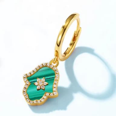 【米蘭精品】現貨+預購 孔雀石耳環925純銀耳針(流行氣質簡約孔雀石女飾品聖誕節交換禮物74gf12)