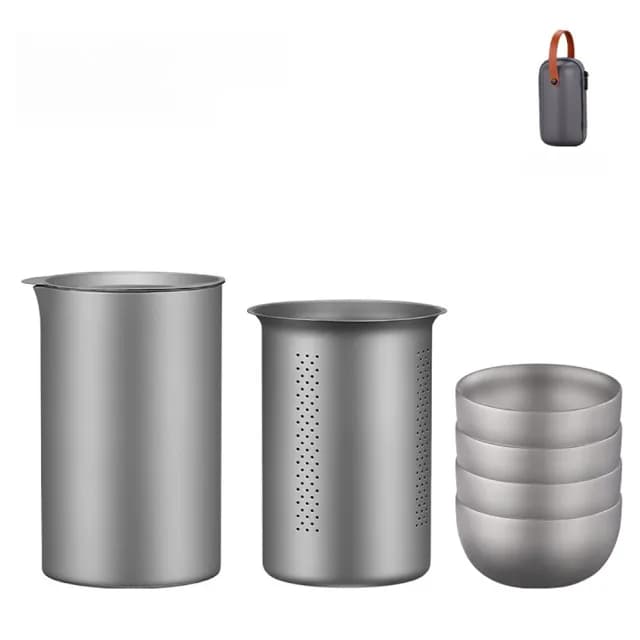 【TEA Dream】日式宮本極鈦旅行便攜4IN1露營茶具組(旅行收納組 父親節禮物)