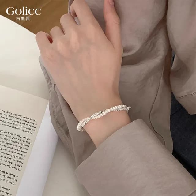 【Gulicc】手鍊 輕奢款 雙層珍珠碎銀子(雙11 聖誕節 生日 手環 手繩 首飾 飾品 禮物)