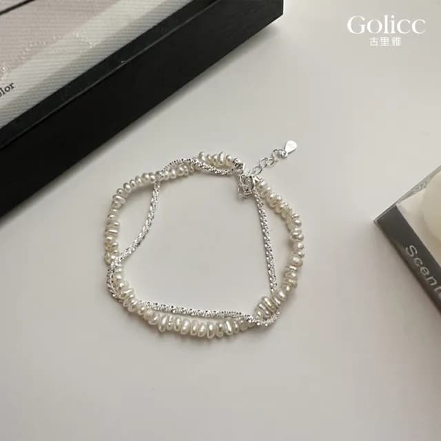 【Gulicc】手鍊 輕奢款 雙層珍珠碎銀子(雙11 聖誕節 生日 手環 手繩 首飾 飾品 禮物)