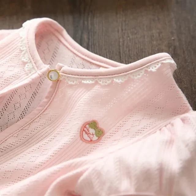 【橘魔法】蕾絲滾邊簍空棉質刺繡單扣小外套(短袖外套 蕾絲外套 女童 兒童 童裝 洋裝百搭 禮服)