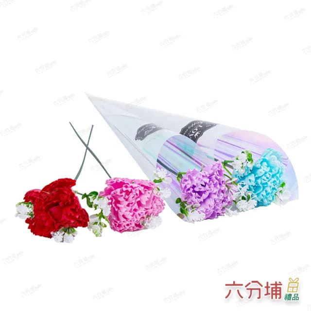 【六分埔禮品】35cm單支七彩康乃馨-多色任選(Ins生日禮物愛媽咪花束人造花母親節滿天星)