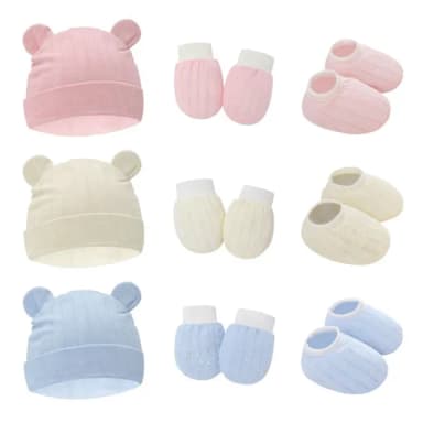 【Baby 童衣】任選 寶寶彌月禮 嬰幼兒配件 新生兒帽+寶寶防抓手套+護腳套 初生兒滿月禮物 11735(共３色)