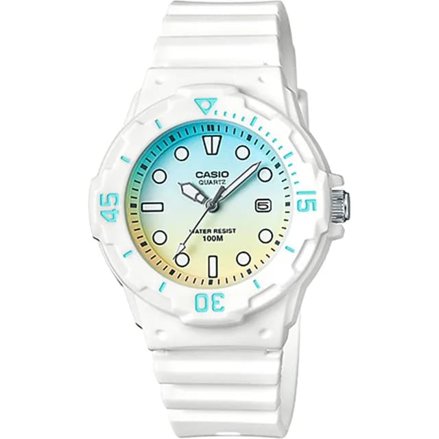 【CASIO 卡西歐】學生錶  迷你運動風指針手錶-彩色x白 考試手錶 新年 禮物 推薦(LRW-200H-2E2VDR)