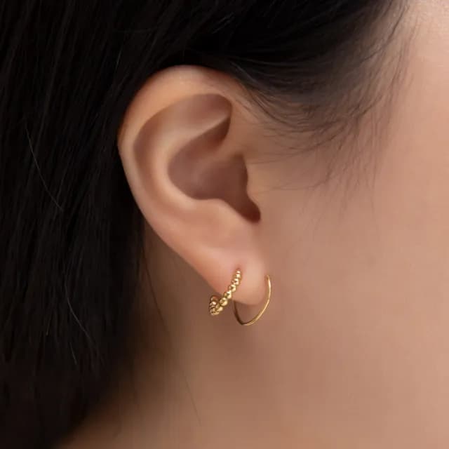 【Olivia Yao Jewellery】日常百搭  永不過時經典首飾 雙層金珠單耳環/右耳(Swirl Collectiom/送禮)