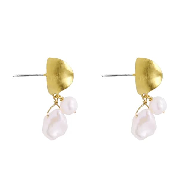 【Olivia Yao Jewellery】氣質甜美 Keshi海水珍珠 小巧波紋耳環(Drift Collectiom/聖誕/送禮)