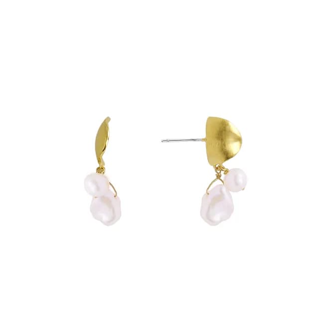 【Olivia Yao Jewellery】氣質甜美 Keshi海水珍珠 小巧波紋耳環(Drift Collectiom/聖誕/送禮)