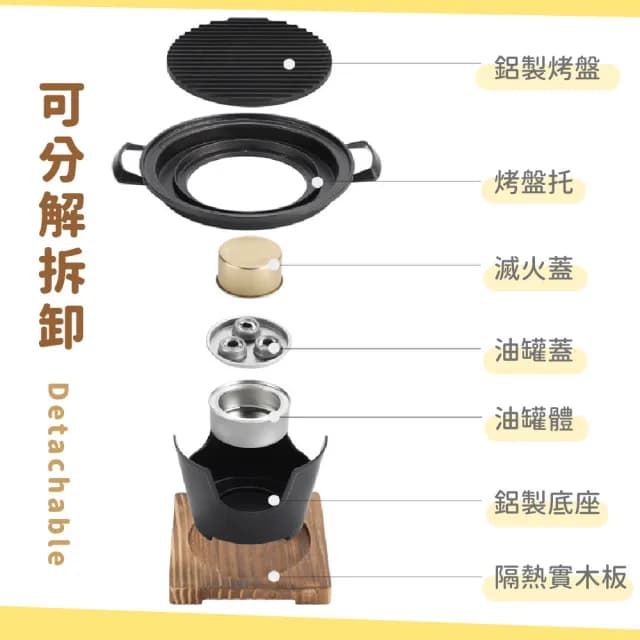 【獨食】日式個人烤肉盤燒烤爐(野餐 露營 酒精爐 烤肉爐 燒烤盤 不沾鍋 鐵板燒 煎烤盤 火爐 中秋節 燒烤架)