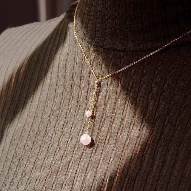 【Olivia Yao Jewellery】14K合金 天然珍珠 Y字項鍊(Pearl Bell Collection/送禮首選)