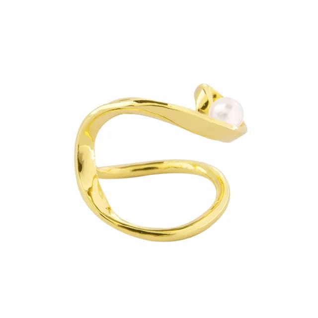 【Olivia Yao Jewellery】925純銀律動曲線天然珍珠耳夾(Fern  Collection/無耳洞福音)