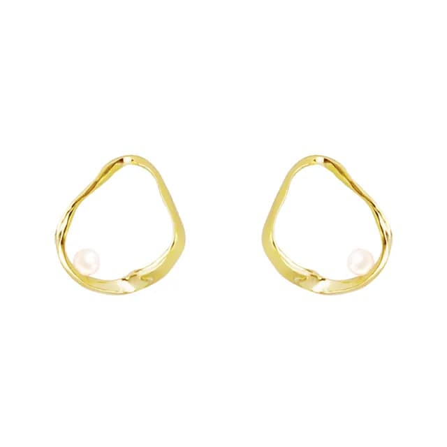 【Olivia Yao Jewellery】輕奢感首飾 天然珍珠 鏤空金絲耳環(Ripple Collectionn)