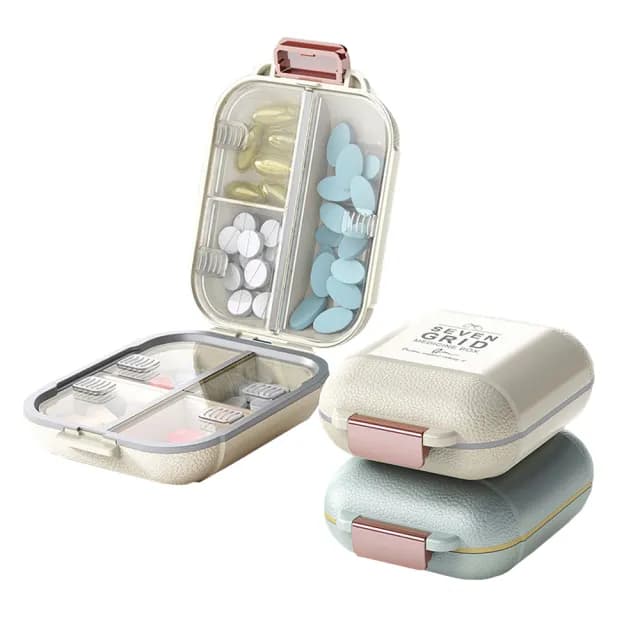 【Londee】旅行便攜式密封7格藥盒 藥品藥物收納盒 交換禮物(密封盒 分裝藥盒 隨身藥盒 防塵防潮)