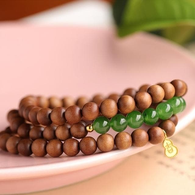 【KT DADA】母親節禮物 玉手鍊 老山檀香開運手鍊 細手鍊 長輩禮物 多圈手串 串珠手鍊 平安手鍊 和田玉手串
