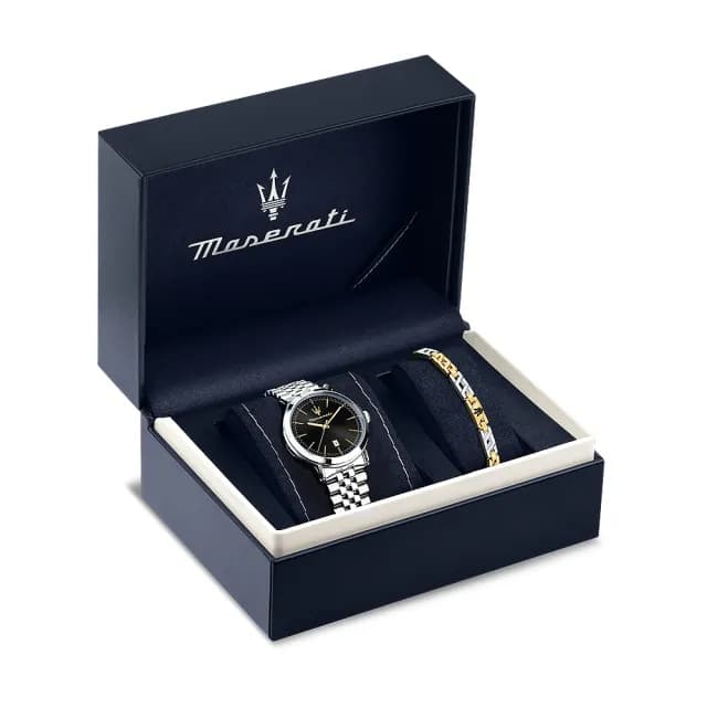 【MASERATI 瑪莎拉蒂】經典系列大三針手錶 手鍊套組 禮物 送禮 推薦(R8853118029)