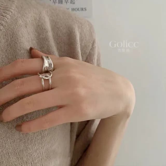 【Gulicc】戒指 寬版設計 時尚個性 雙戒組(雙11 聖誕節 生日 造型戒 食指戒 尾戒 禮物)