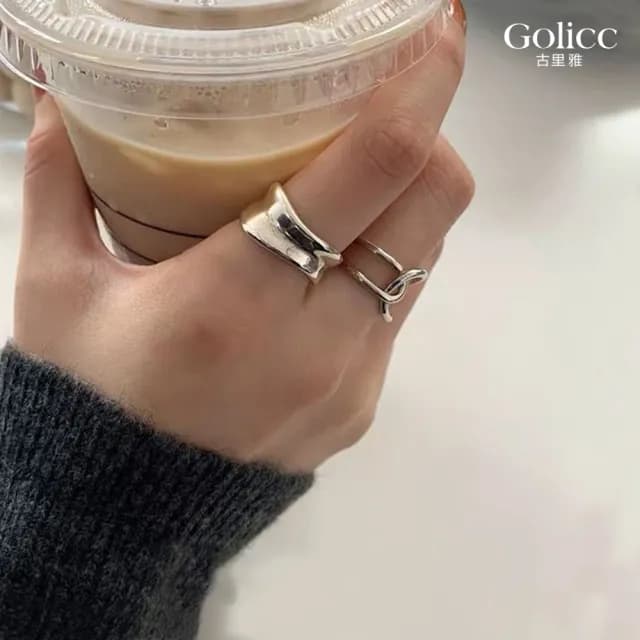 【Gulicc】戒指 寬版設計 時尚個性 雙戒組(雙11 聖誕節 生日 造型戒 食指戒 尾戒 禮物)