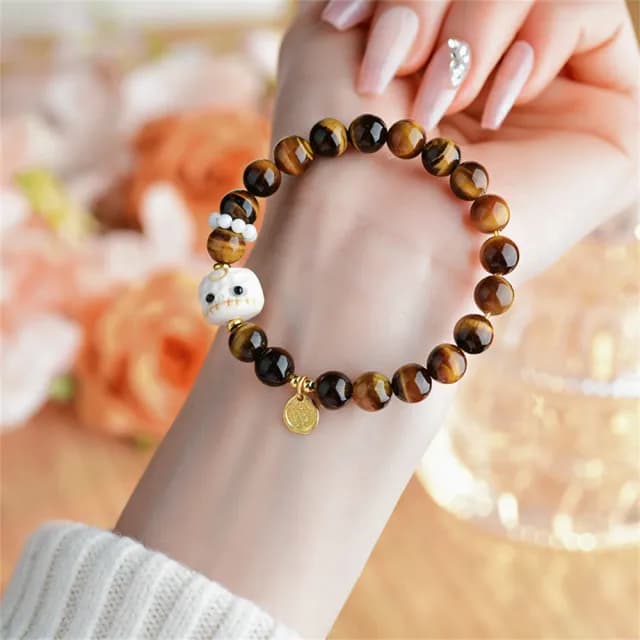 【MoonDy】雙11 手串 手鍊 虎眼石手串 黃虎眼 可愛手鍊 消除負能量 生日禮物 天然石英石 招財手