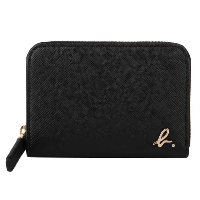 【agnes b.】寫金 小b.logo 防刮拉鍊卡夾/零錢包(黑)