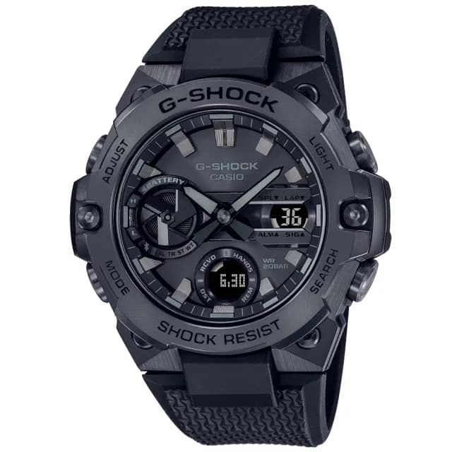 【CASIO 卡西歐】G-SHOCK 藍牙連線 碳核心防護 太陽能雙顯腕錶 父親節 禮物  送禮 推薦(GST-B400BB-1A)
