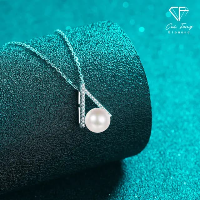【CF鑽飾】項鍊 天然淡水珍珠X莫桑鑽《珍愛典藏》雙11限定(11分 天然淡水珍珠 項鏈 禮物 生日)
