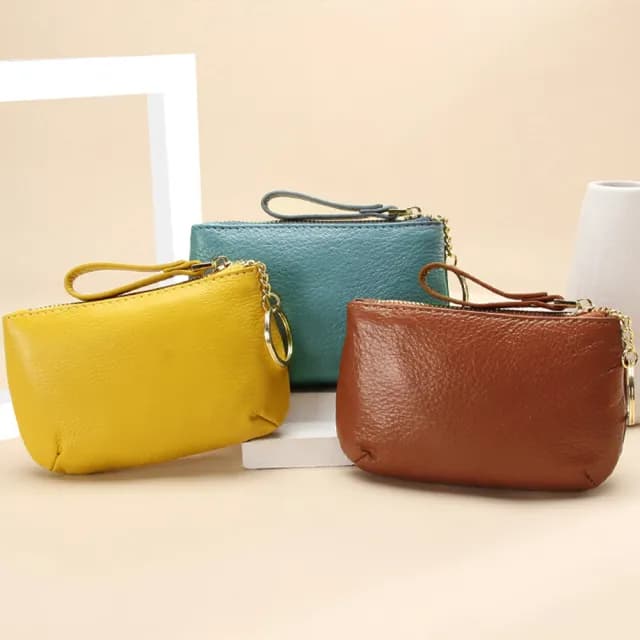 【LEESA】雙11 頂級軟牛皮\錢包\牛皮錢包\拉鍊小錢包\鑰匙扣\零錢包\錢包\拉鍊錢包\牛