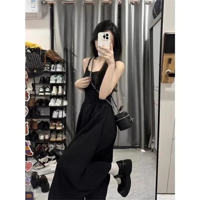 【橘魔法】嬌小版素色百搭細肩帶洋裝(大人 少女 青少年 連身洋裝 連身裙 裙子 中長裙 童裝)