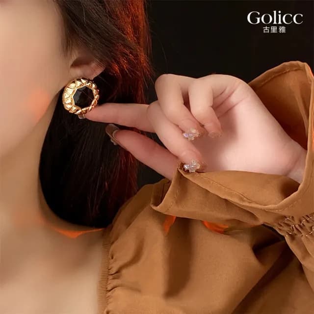 【Golicc】耳環 輕奢 宮廷風 流金系列(99購物限定 生日 飾品 耳釘 耳飾 耳墜 禮物)