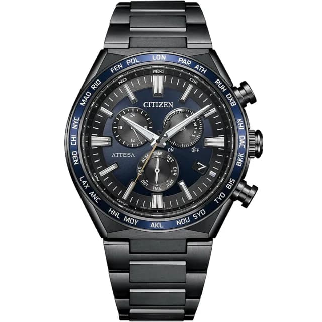 【CITIZEN 星辰】ATTESA 超級鈦 光動能 電波 計時手錶  男錶 禮物 推薦 禮物 推薦(CB5967-66L)