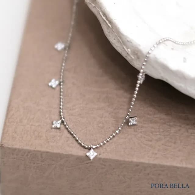 【Porabella】S925純銀四芒星項鍊 鋯石鎖骨鏈 小眾設計款ins風 情人節禮物 生日禮物 Necklace