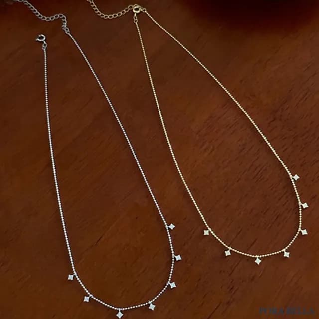【Porabella】S925純銀四芒星項鍊 鋯石鎖骨鏈 小眾設計款ins風 情人節禮物 生日禮物 Necklace