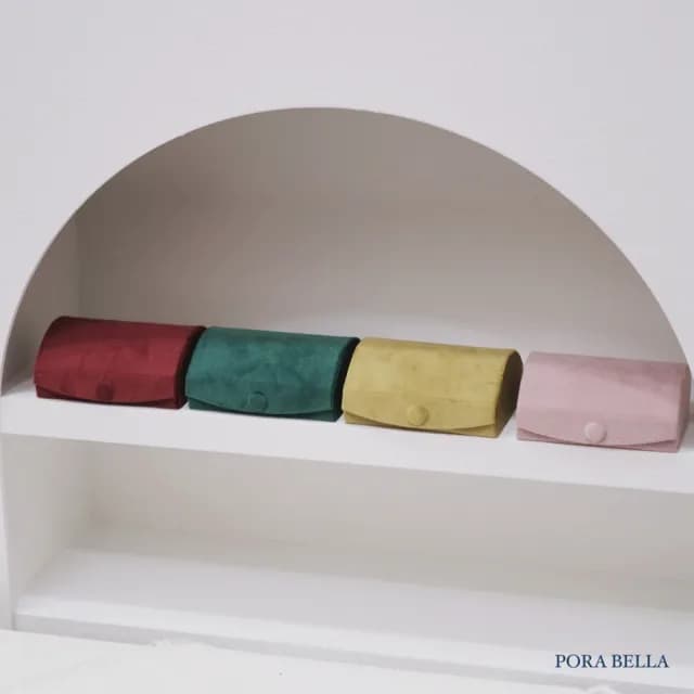 【Porabella】絨布首飾盒 半圓形 珠寶盒 小巧輕便 絨布盒飾品盒 項鍊手鍊戒指耳環耳夾收納