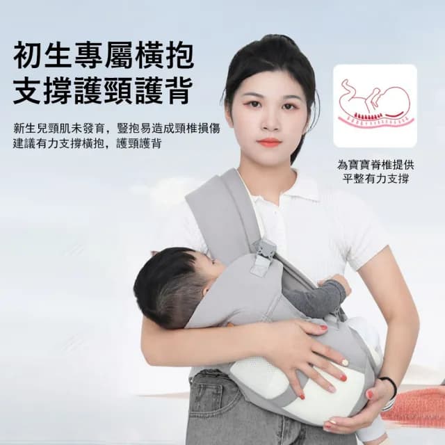 【Jonyer】多功能透氣嬰兒雙肩背帶 嬰兒外出前抱式揹巾 新生兒背巾 交換禮物(四季通用)
