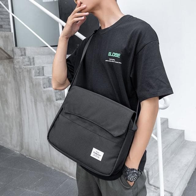 【Starshop】母親節禮物 男士機能公事斜挎包 磁扣側背包 防水尼龍單肩包 大學生書包 帆布郵差包 胸包