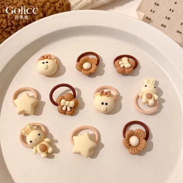 【Golicc】髮圈 小女孩 俏皮啾啾拇指髮圈(七夕 情人節 生日 髮飾 頭飾 大腸圈 髮夾 禮物)
