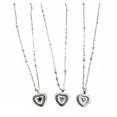 【RUBIE ACCESSORIES】小愛心彩鑽S925純銀項鍊 3色(YX0008XGN01 YX0008XGN02 YX0008XGN03)