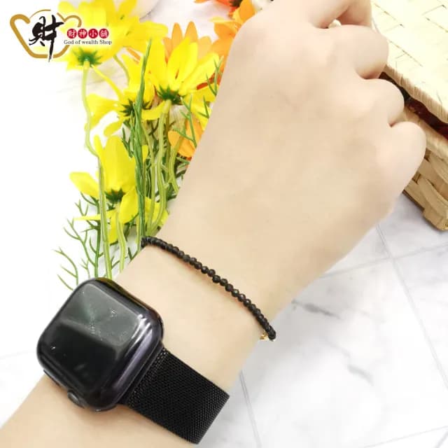 【財神小舖】簡約經典 黑曜石避邪水晶手鍊3mm(切面 開運手鍊 女生手鍊)
