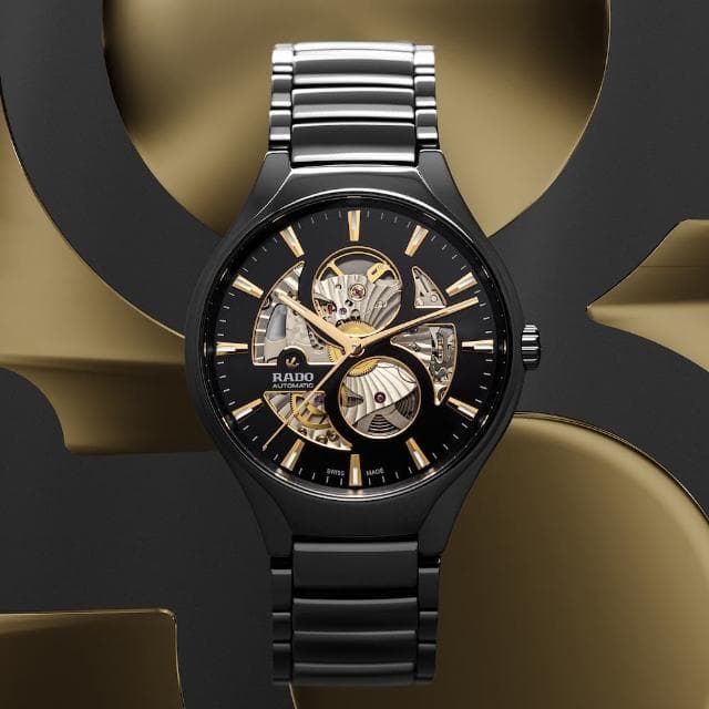 【Rado 雷達表】True Round 真系列開芯鏤空機械腕錶-40mm黑送禮推薦(R27107172)
