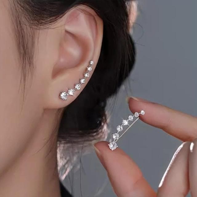 【MoonDy】耳勾 純銀耳還 耳環 莫桑石耳環 耳飾 銀飾 歐美耳環 新娘飾品 排鑽耳環 高級感 送閨蜜 生日禮物
