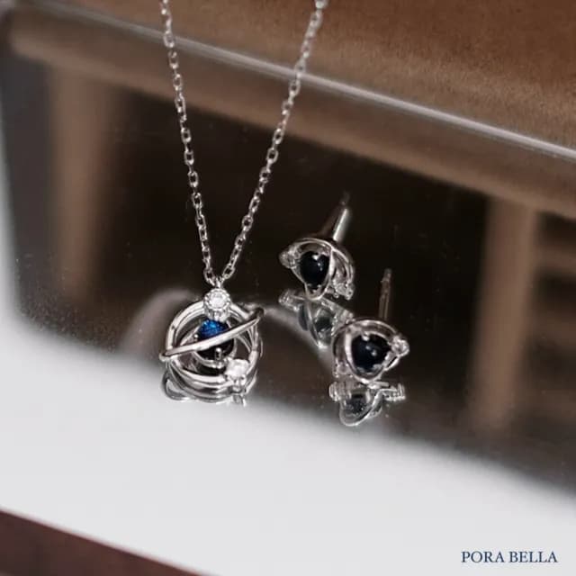 【Porabella】S925純銀夢幻星球耳環 星球手鍊 星球項鍊 藍寶石耳環  氣質小眾ins 生日禮物Earring