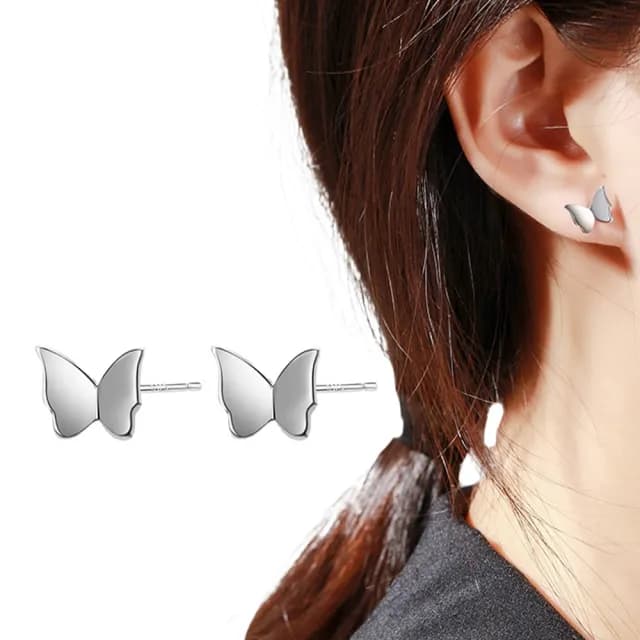 【時尚配件】ins簡約質感S925純銀蝴蝶耳環(耳扣 耳釘 耳飾 耳墜 耳骨環 耳垂配件 穿搭 小物 飾品)