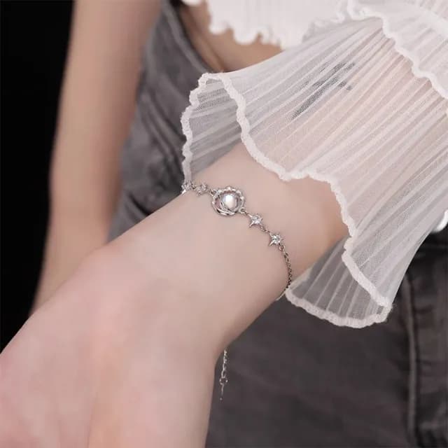【LEESA】寶石手鍊\行星手鍊\星星手鍊\純銀手鍊\寶石手鍊\生日禮物\愛心手鍊\手鏈\星星手鐲\招