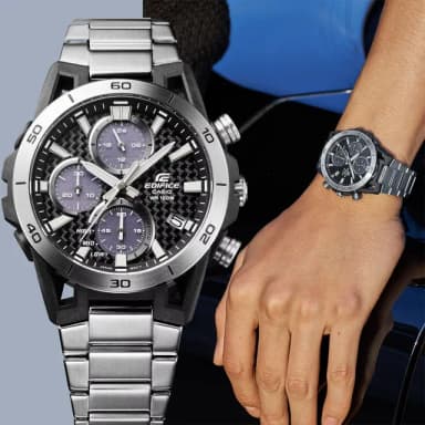 【CASIO 卡西歐】EDIFICE 碳纖維賽車太陽能三眼計時手錶 送禮 禮物 推薦(EQS-960D-1AV)