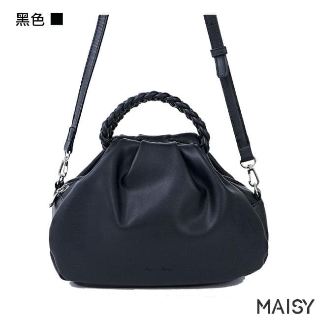 【MAISY】母親節禮物 日系設計時尚輕奢百搭軟皮肩背手提包(黑色／黃色／紫色／綠色／棕色)