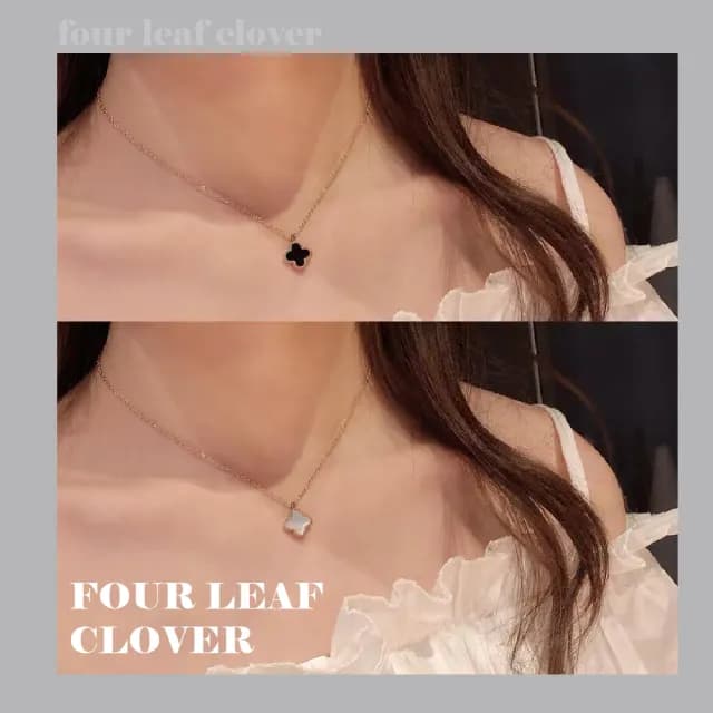 【飾品小屋】韓版四葉草雙面項鍊(雙色 鈦鋼 幸運草 女朋友 飾品 穿搭)