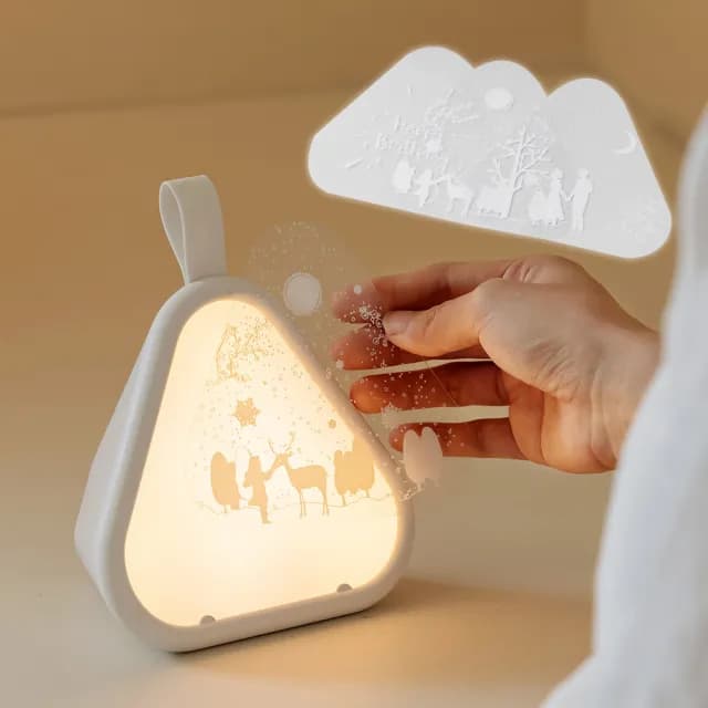 【影伴】浪漫七彩伴睡小夜燈-附3款膠片(USB LED床頭燈 氣氛燈 氛圍燈 可調節 擺飾 送禮 交換禮物 聖誕節)