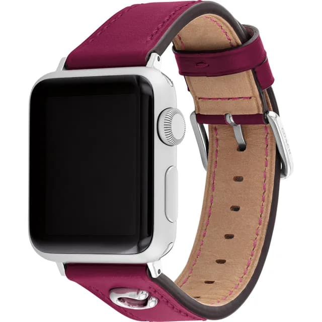 【COACH】Apple Watch 錶帶 38/40mm 適用 C字皮錶帶 - 紫色 禮物 送禮(不含手錶)