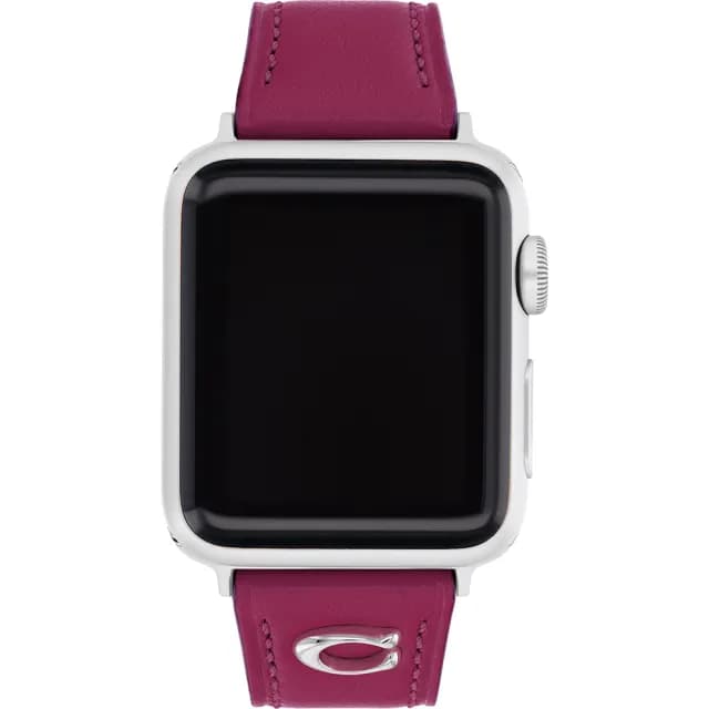 【COACH】Apple Watch 錶帶 38/40mm 適用 C字皮錶帶 - 紫色 禮物 送禮(不含手錶)