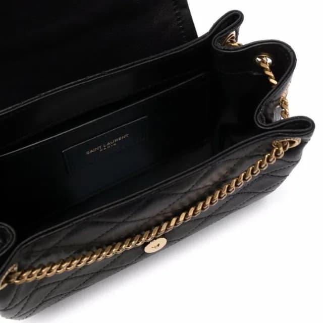 【Saint Laurent Paris】YSL Nolita 黑色 小羊皮 金鍊 迷你手袋 肩背包(6727381EL071000)